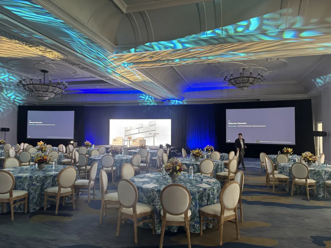 Citadel dinner with screens and gobo lighting at the Ritz-Carlton Key Biscayne